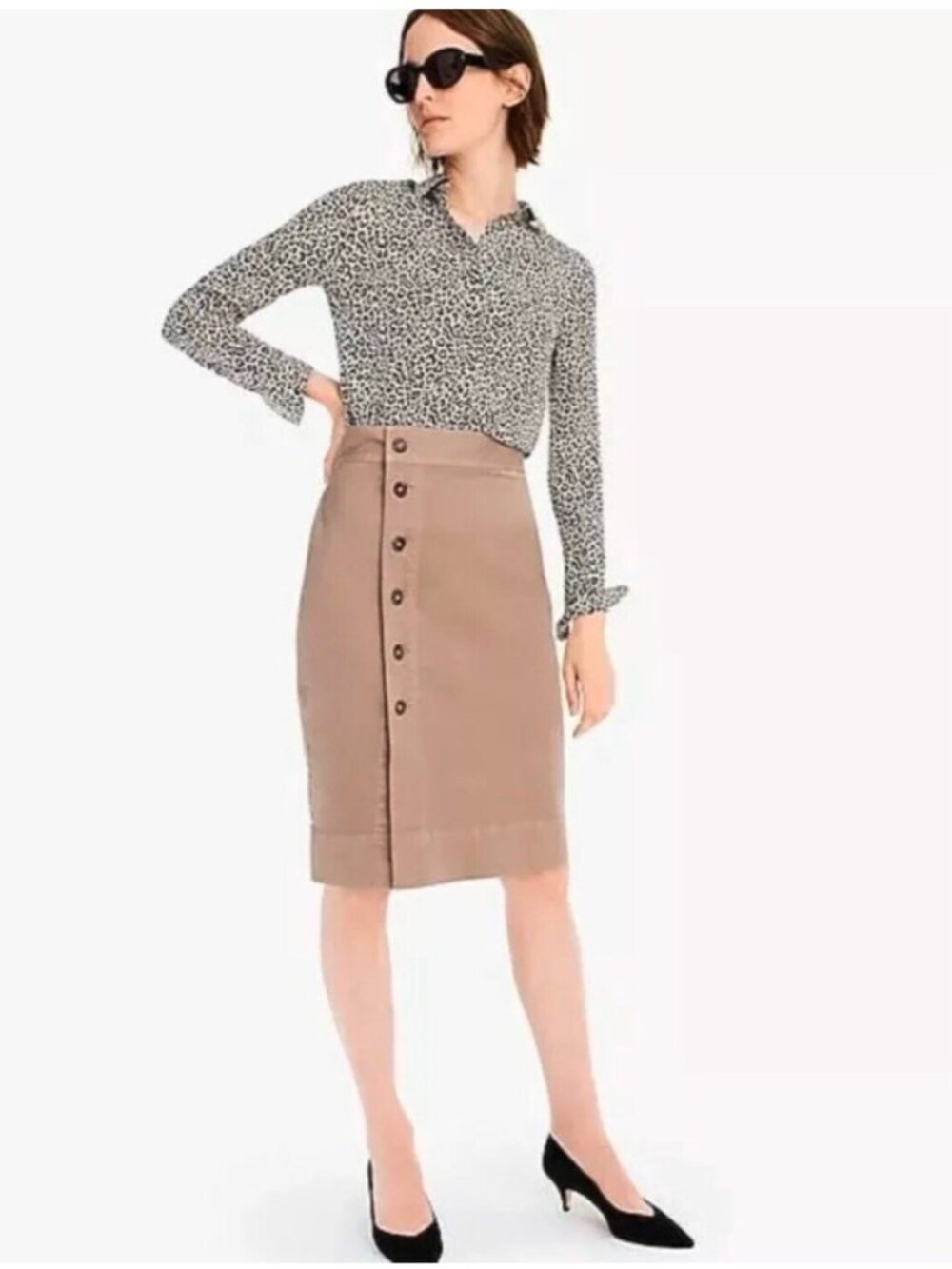J Crew side-button pencil skirt in stretch chino - size 00